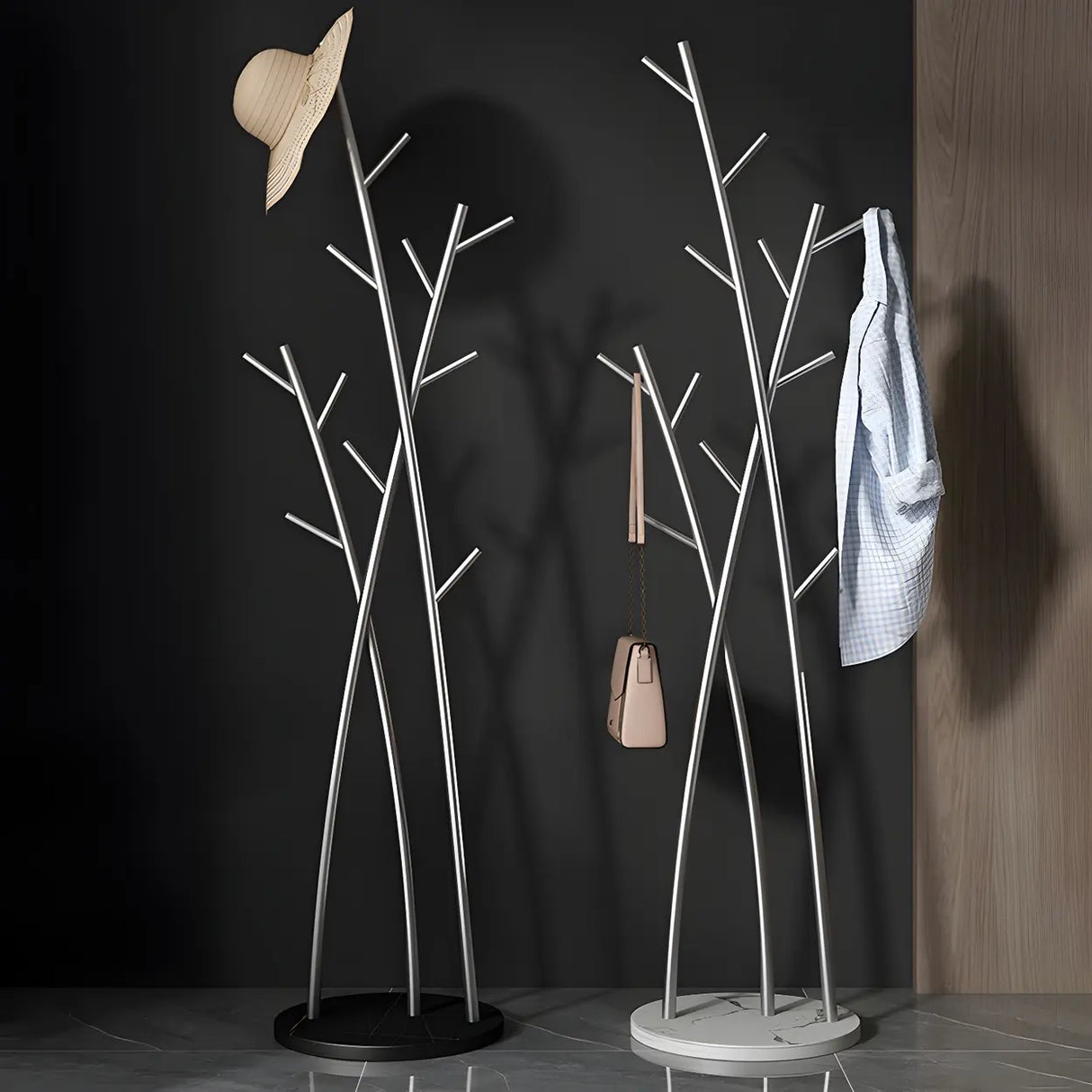 Artistic Branch Gold Metal Entryway Freestanding Coat Rack Image - 16