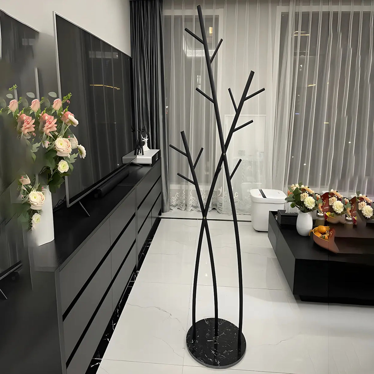 Artistic Branch Gold Metal Entryway Freestanding Coat Rack Image - 6