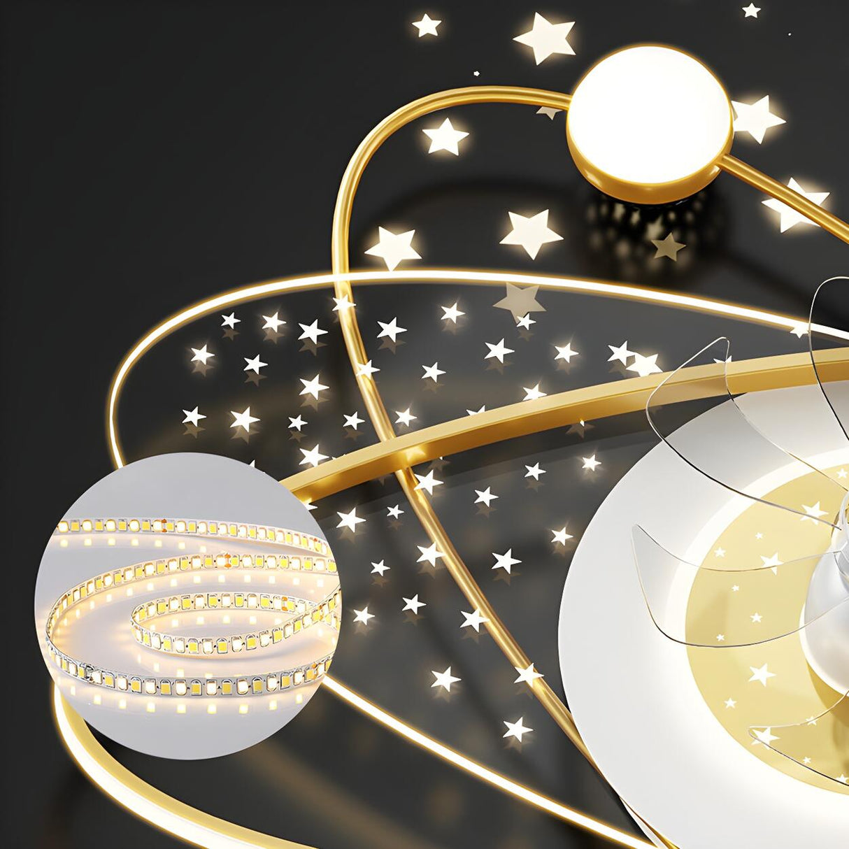 Artistic Creative Galaxy Ceiling Fan with LED Light Image - 12