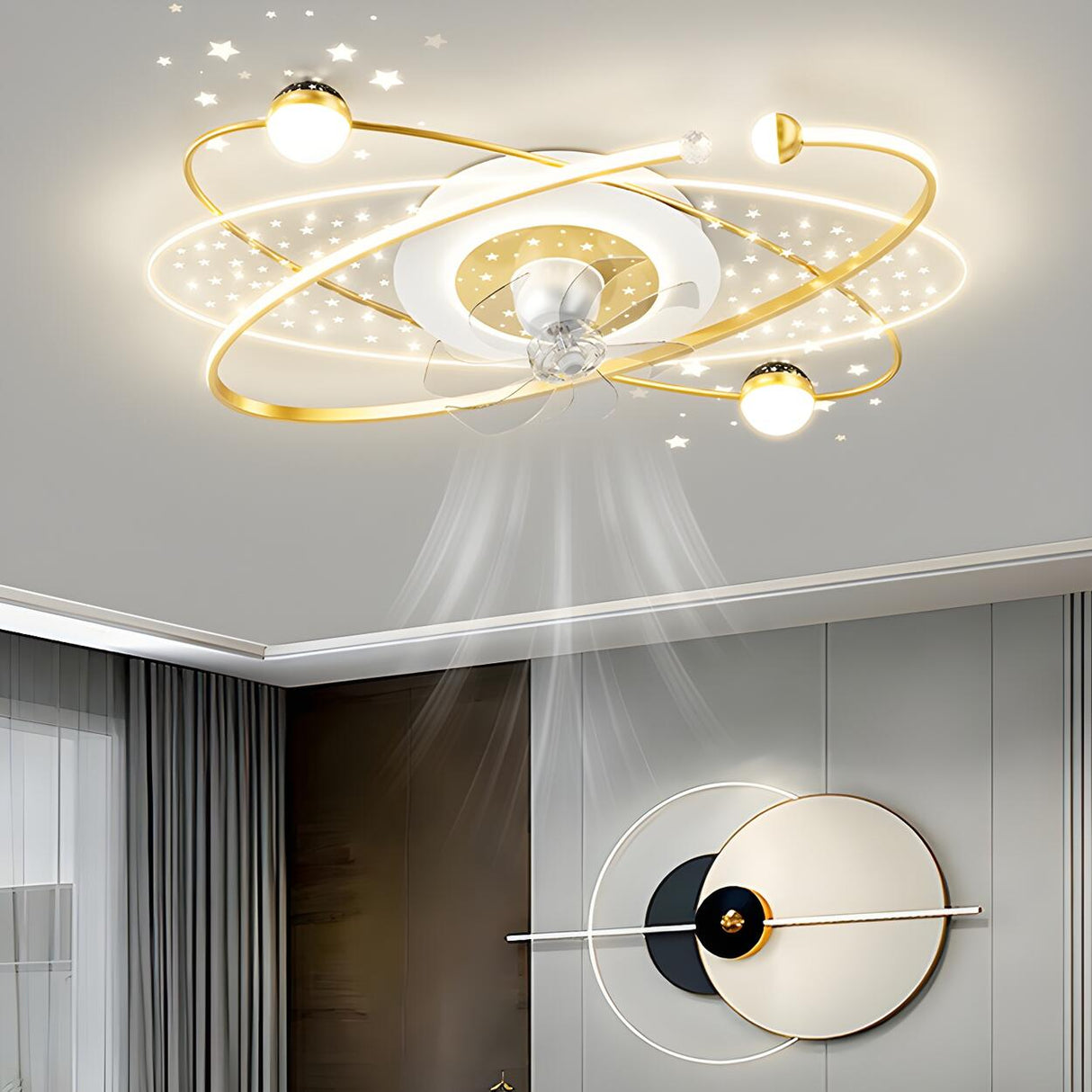 Artistic Creative Galaxy Ceiling Fan with LED Light Image - 13
