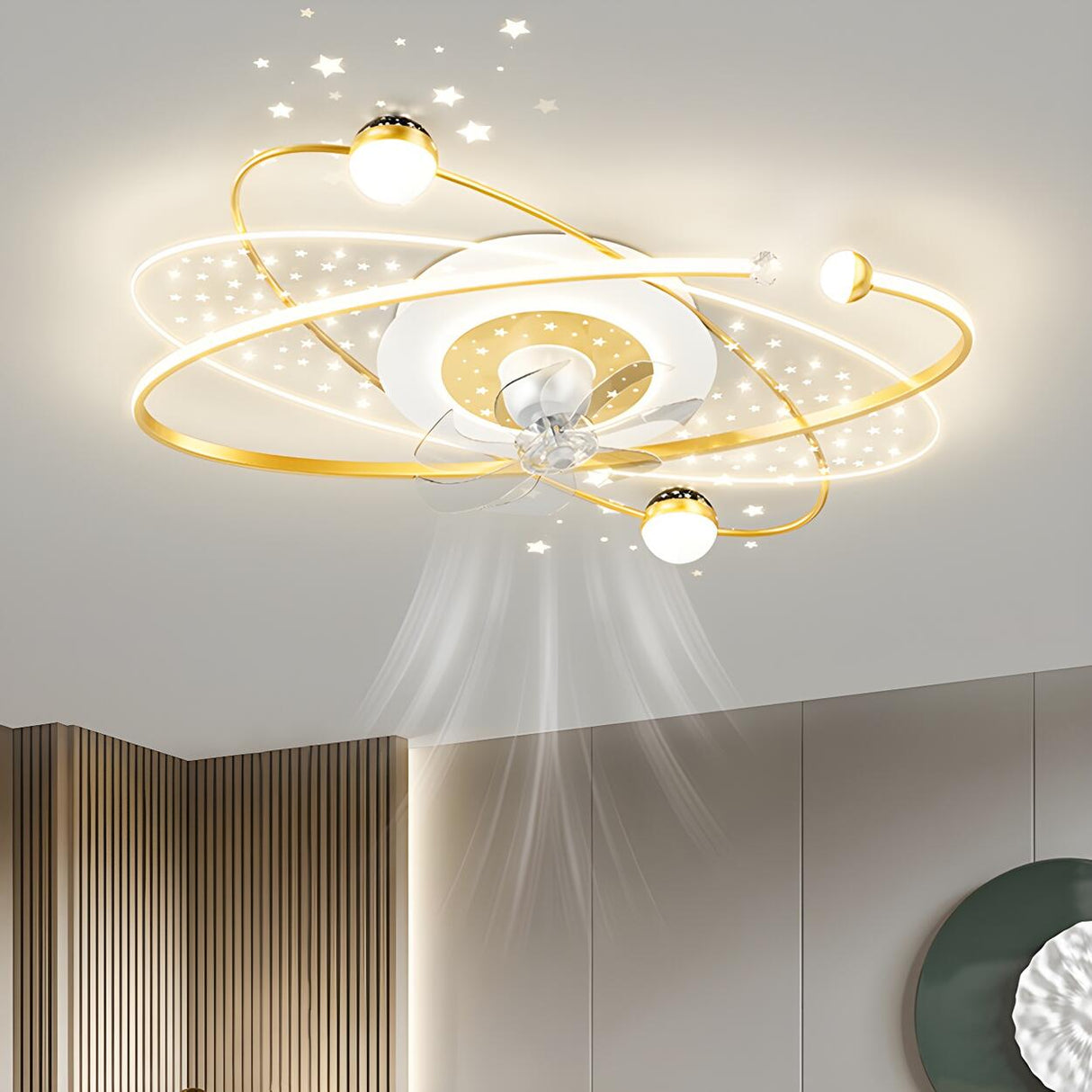 Artistic Creative Galaxy Ceiling Fan with LED Light Image - 14