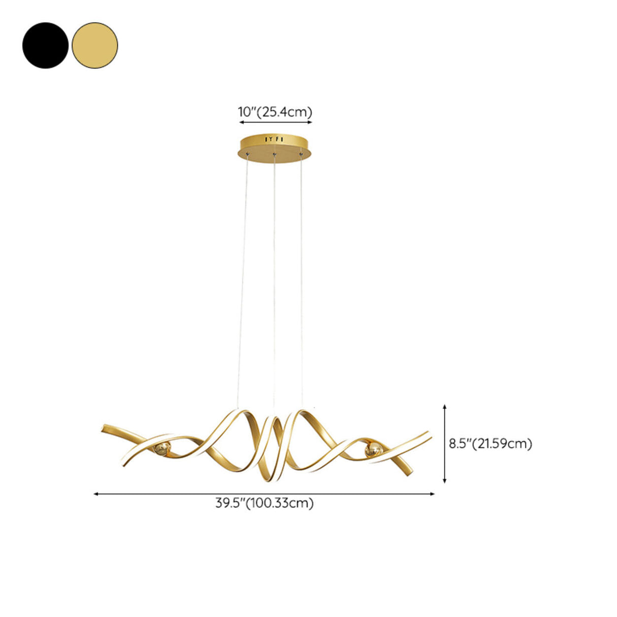 Artistic Curve Gold Adjustable Island Pendant Light