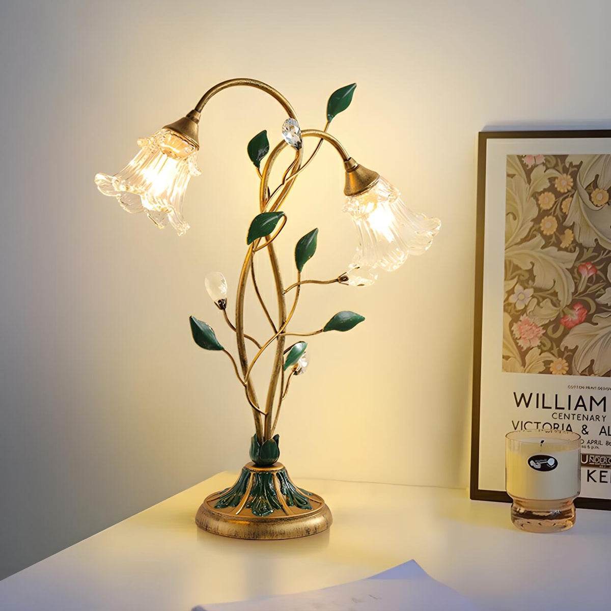 Artistic Double Glass Shade Flower-Shaped Table Lamp – Homebaa
