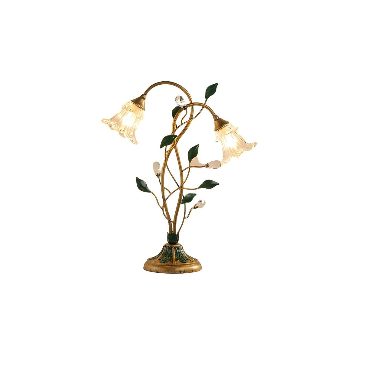 Artistic Double Glass Shade Flower-Shaped Table Lamp Image - 5