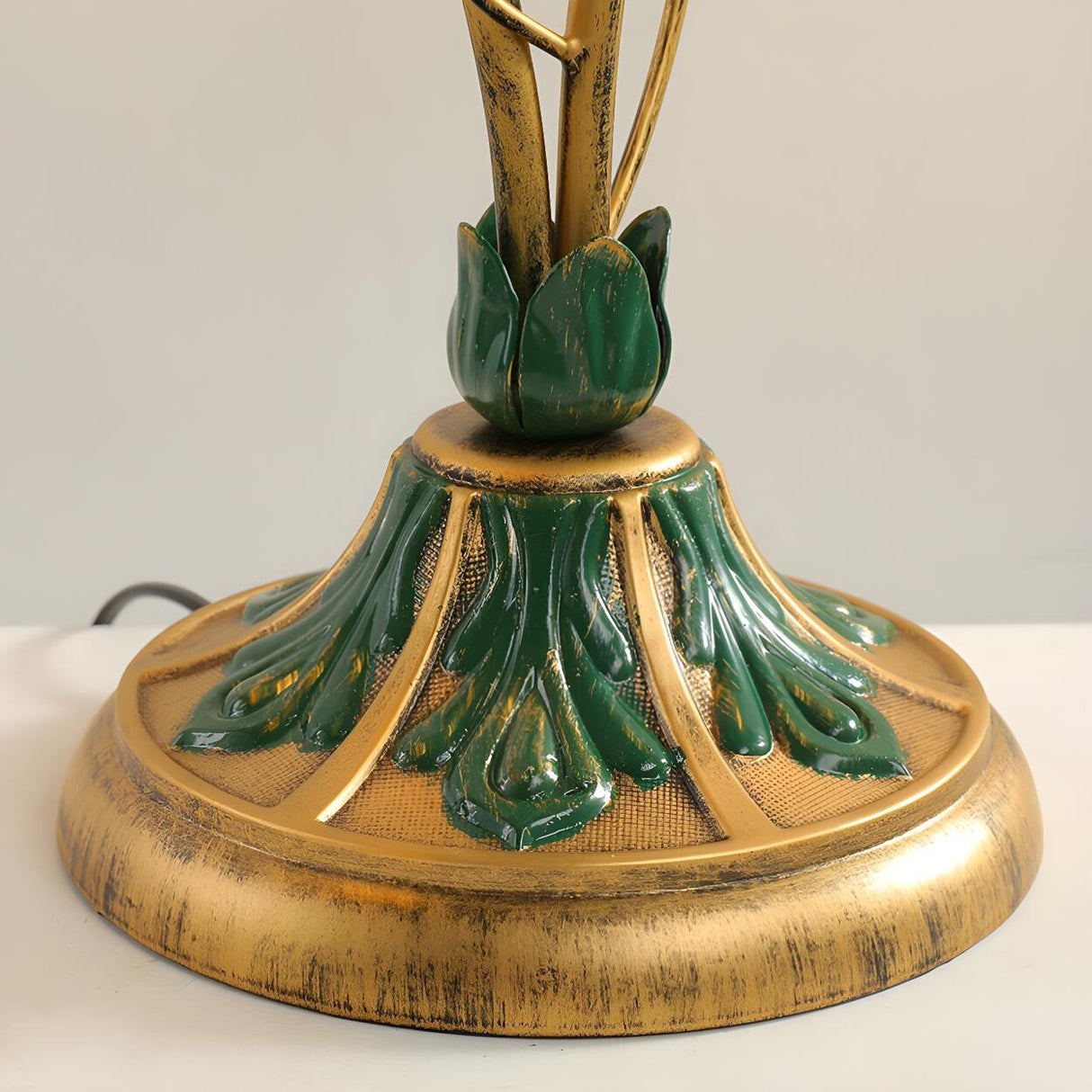 Artistic Double Glass Shade Flower-Shaped Table Lamp Image - 9