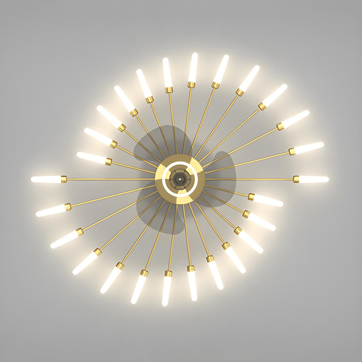 Artistic Elegant Sunburst Flush Ceiling Fan with Light Image - 10