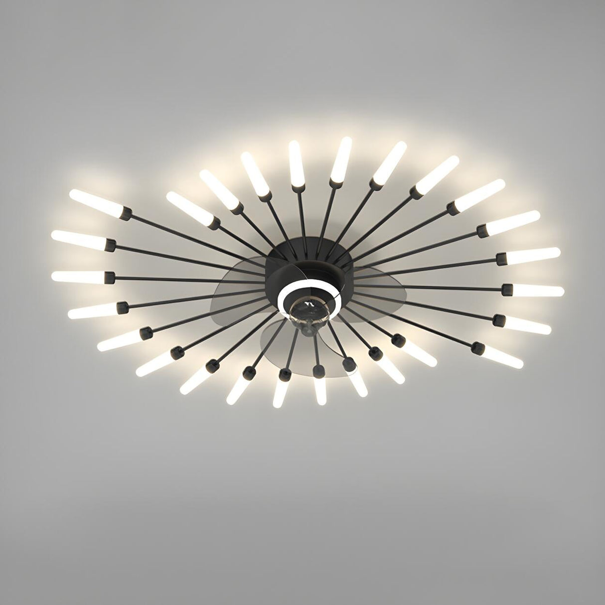 Artistic Elegant Sunburst Flush Ceiling Fan with Light Image - 5