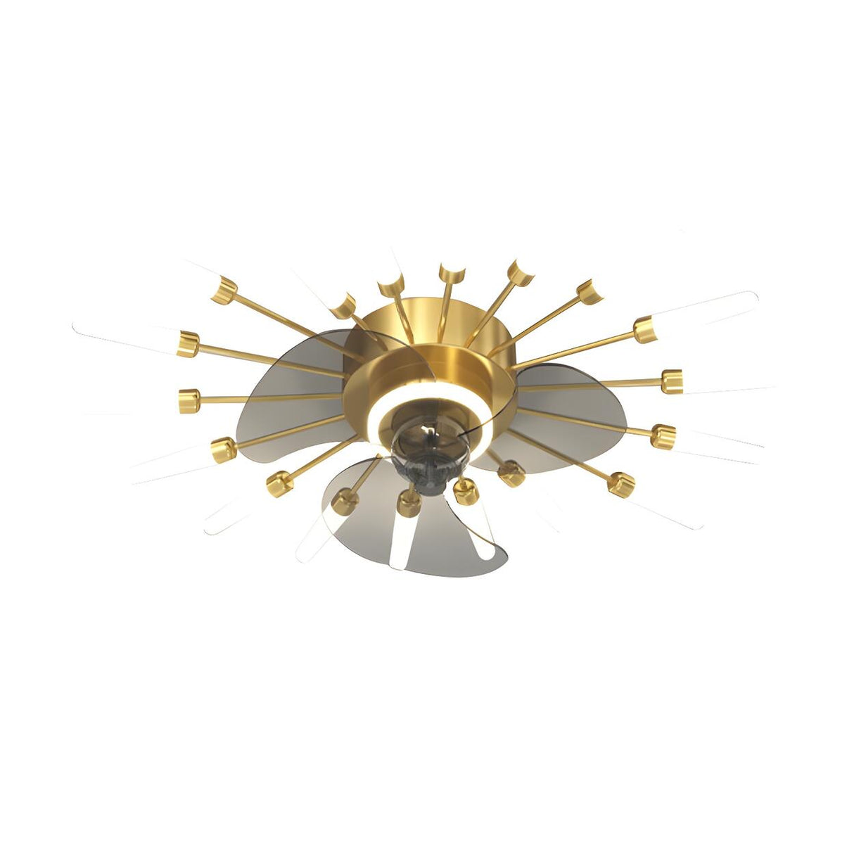 Artistic Elegant Sunburst Flush Ceiling Fan with Light Image - 8