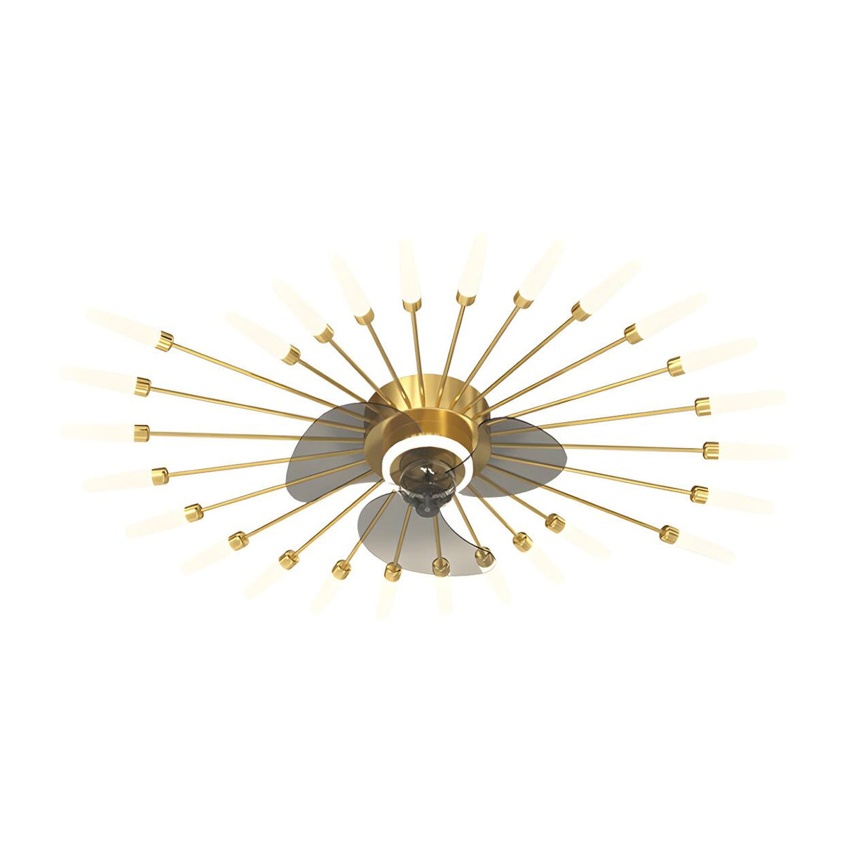 Artistic Elegant Sunburst Flush Ceiling Fan with Light Image - 9