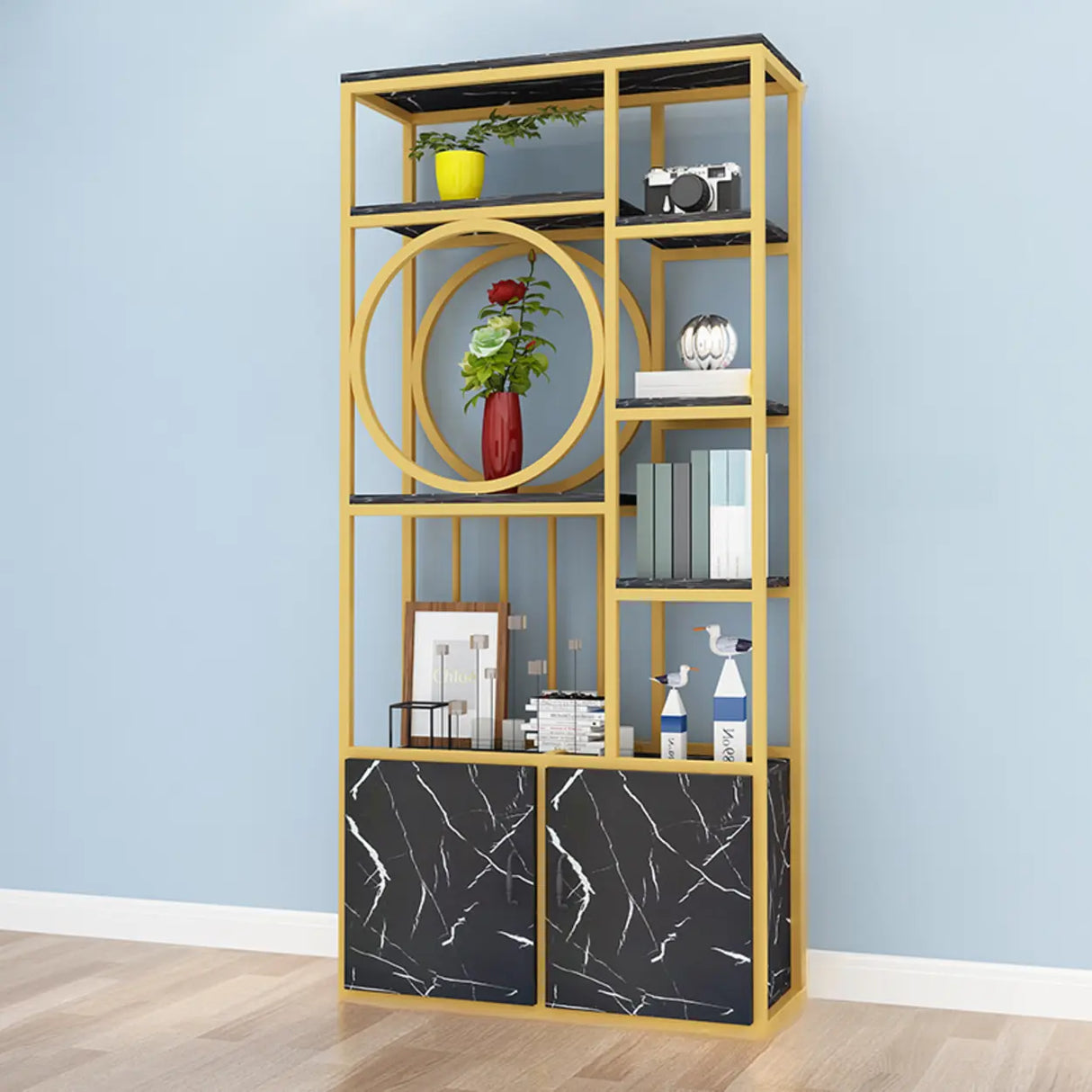 Artistic Geometric Metal Living Room Display Cabinet Image - 9