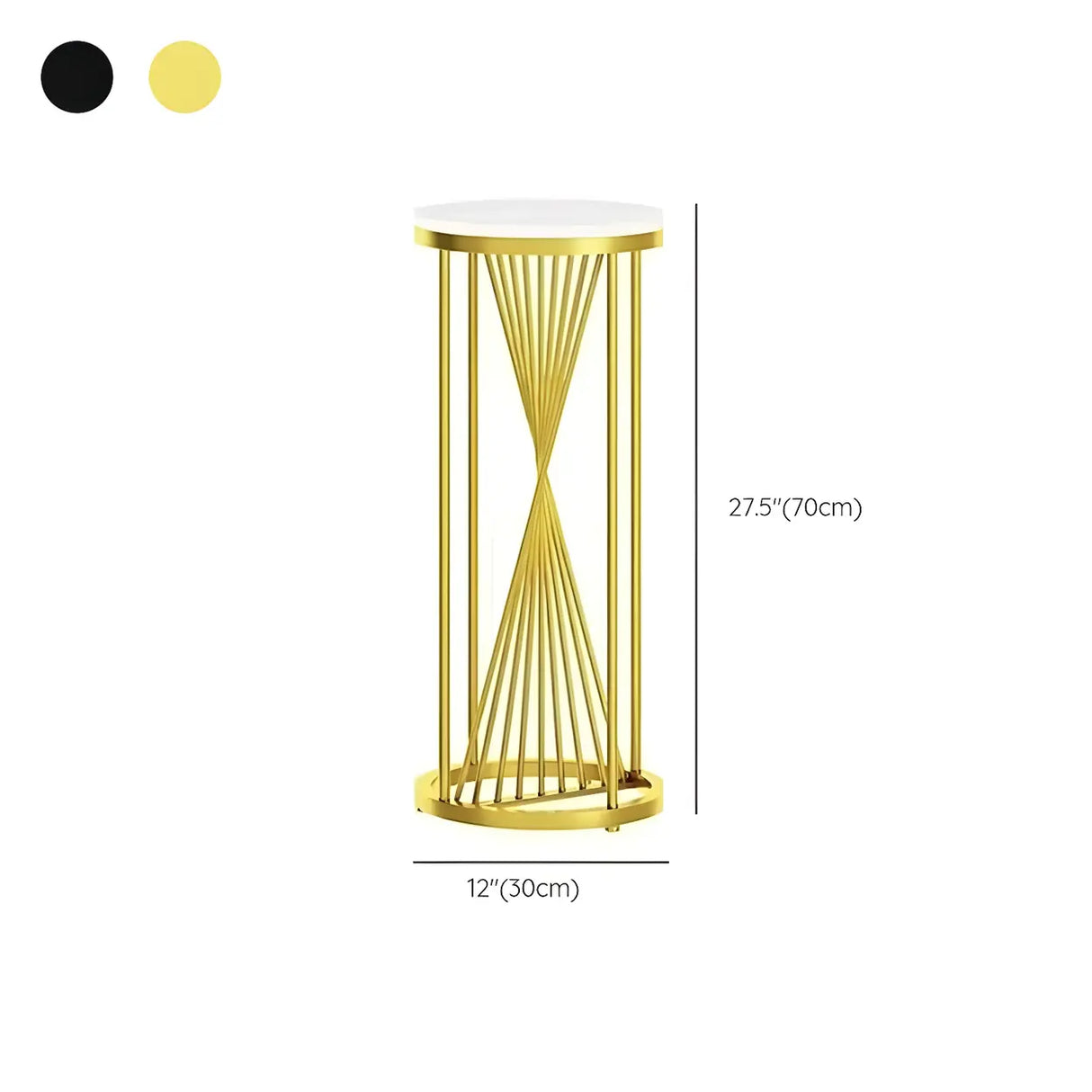 Artistic Gold 1-Tier Round Faux Marble Plant Stand