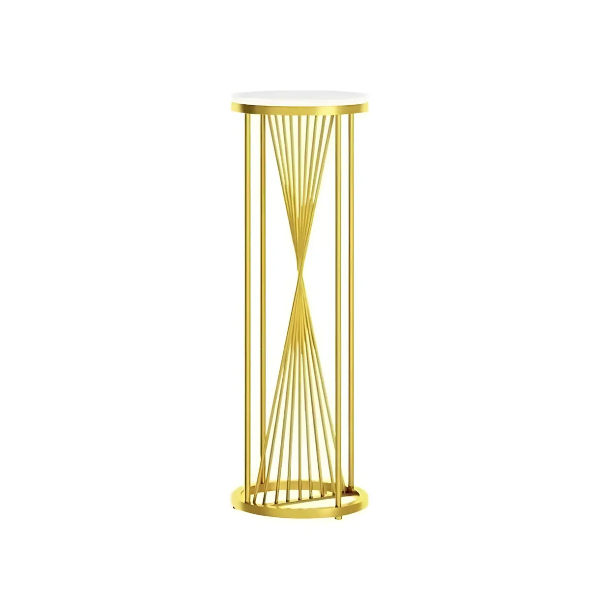 Artistic Gold 1-Tier Round Faux Marble Plant Stand Image - 9