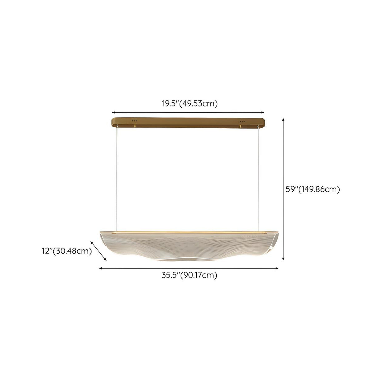 Artistic Linear and Wave Gold Island Pendant Light