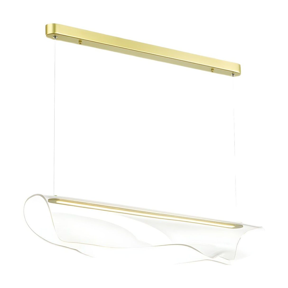 Artistic Linear and Wave Gold Island Pendant Light Image - 5