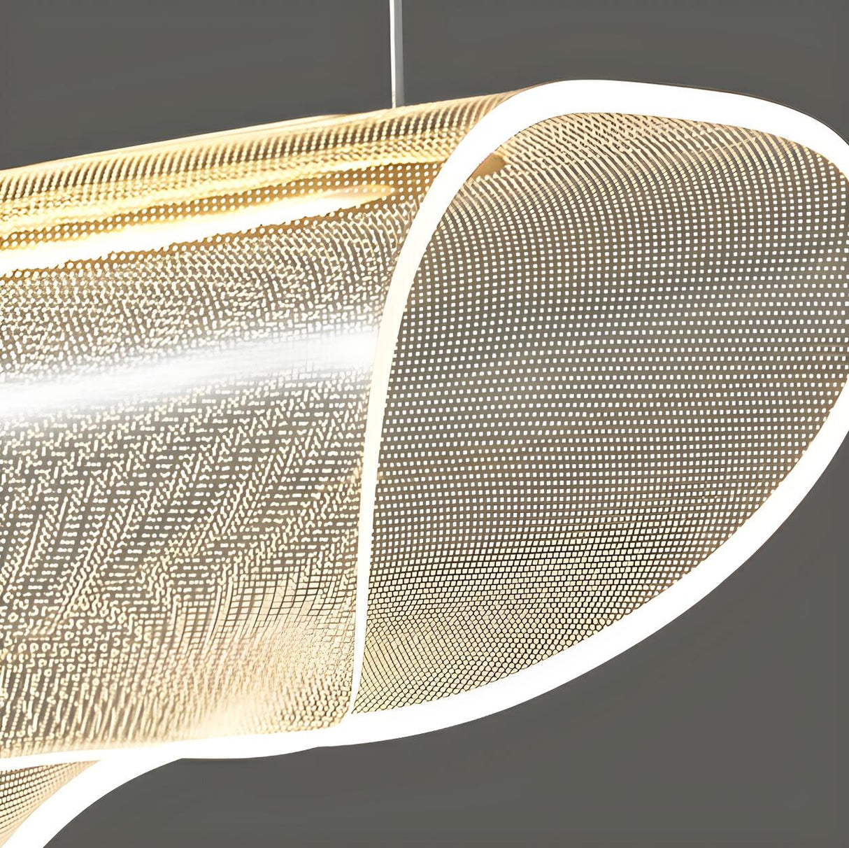 Artistic Linear and Wave Gold Island Pendant Light Image - 6