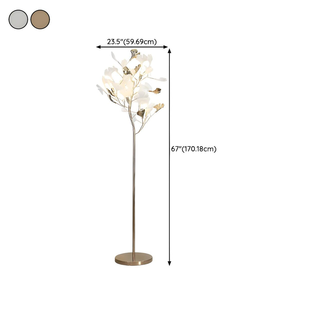 Artistic Maple Leaf Branch White Metal Floor Lamp