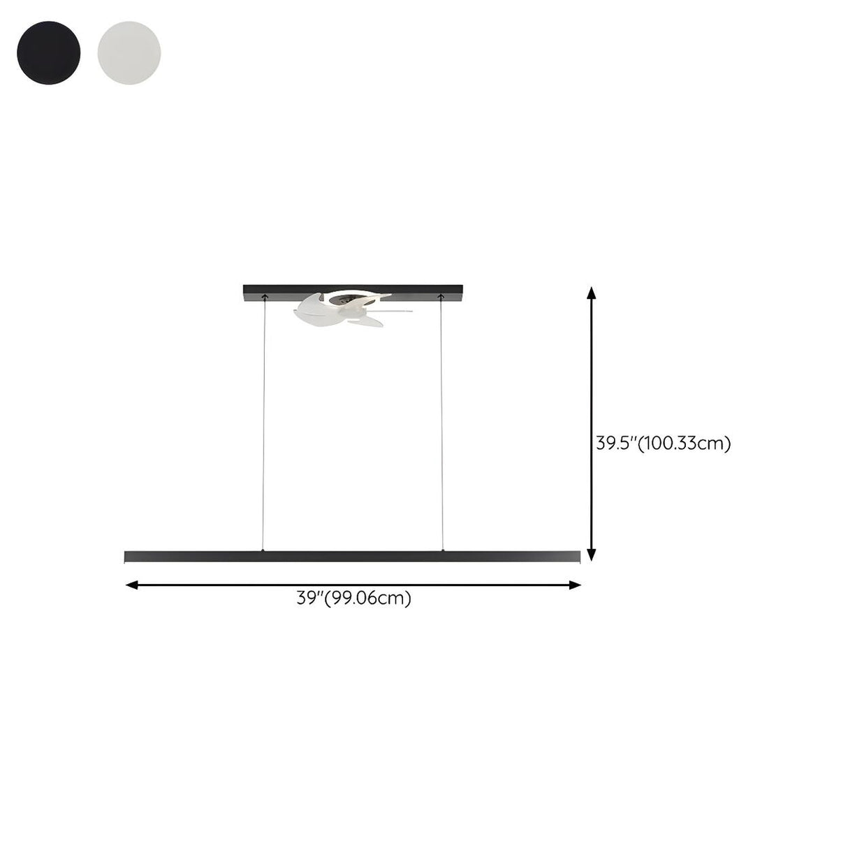 Artistic Modern LED Linear Metal Pendant Fan with Light