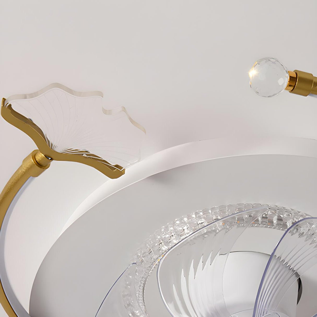 Artistic Nordic Arc LED Ginkgo Leaf Ceiling Fan Light Image - 11