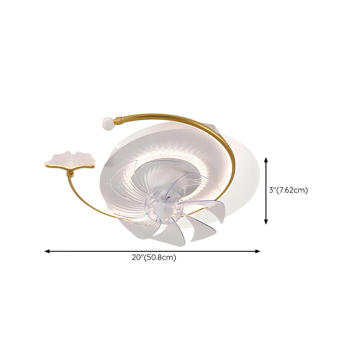 Artistic Nordic Arc LED Ginkgo Leaf Ceiling Fan Light