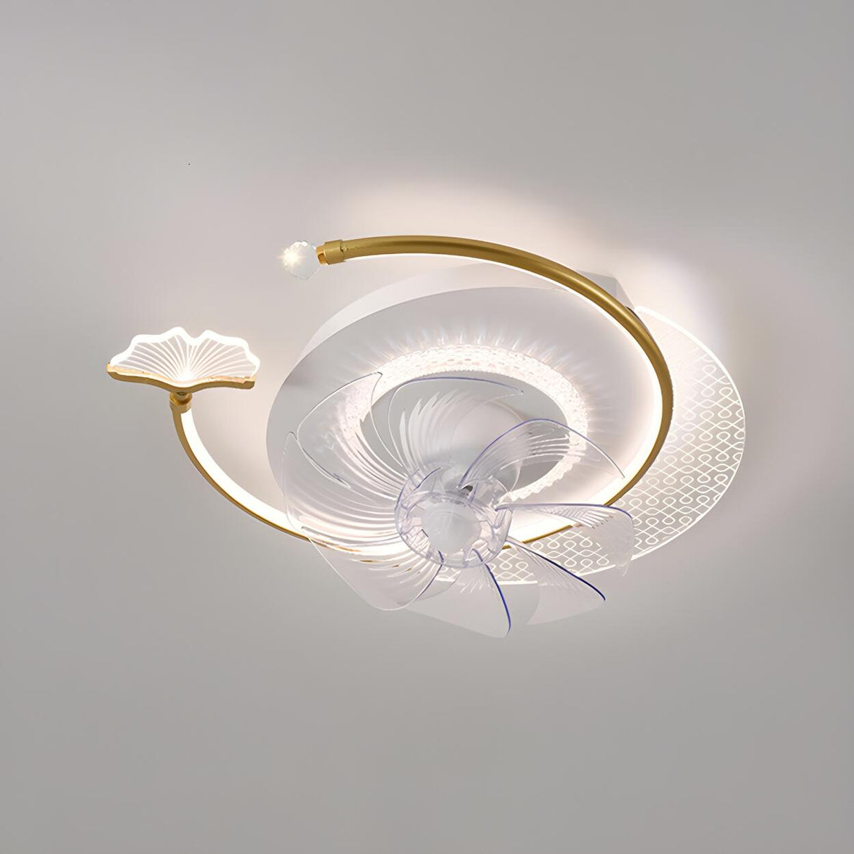 Artistic Nordic Arc LED Ginkgo Leaf Ceiling Fan Light Image - 6