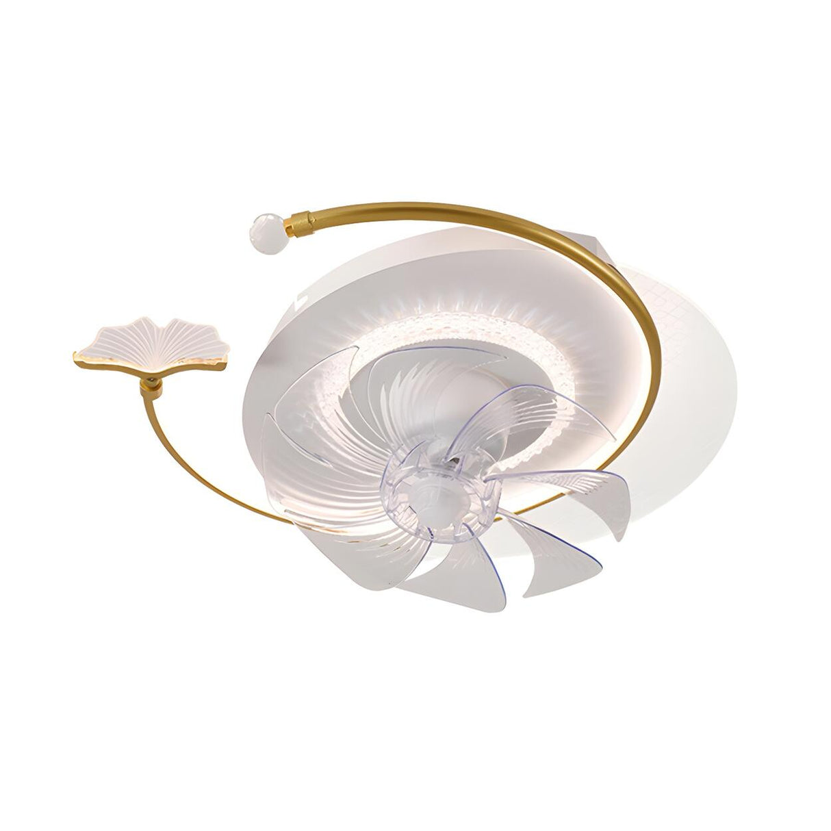 Artistic Nordic Arc LED Ginkgo Leaf Ceiling Fan Light Image - 8