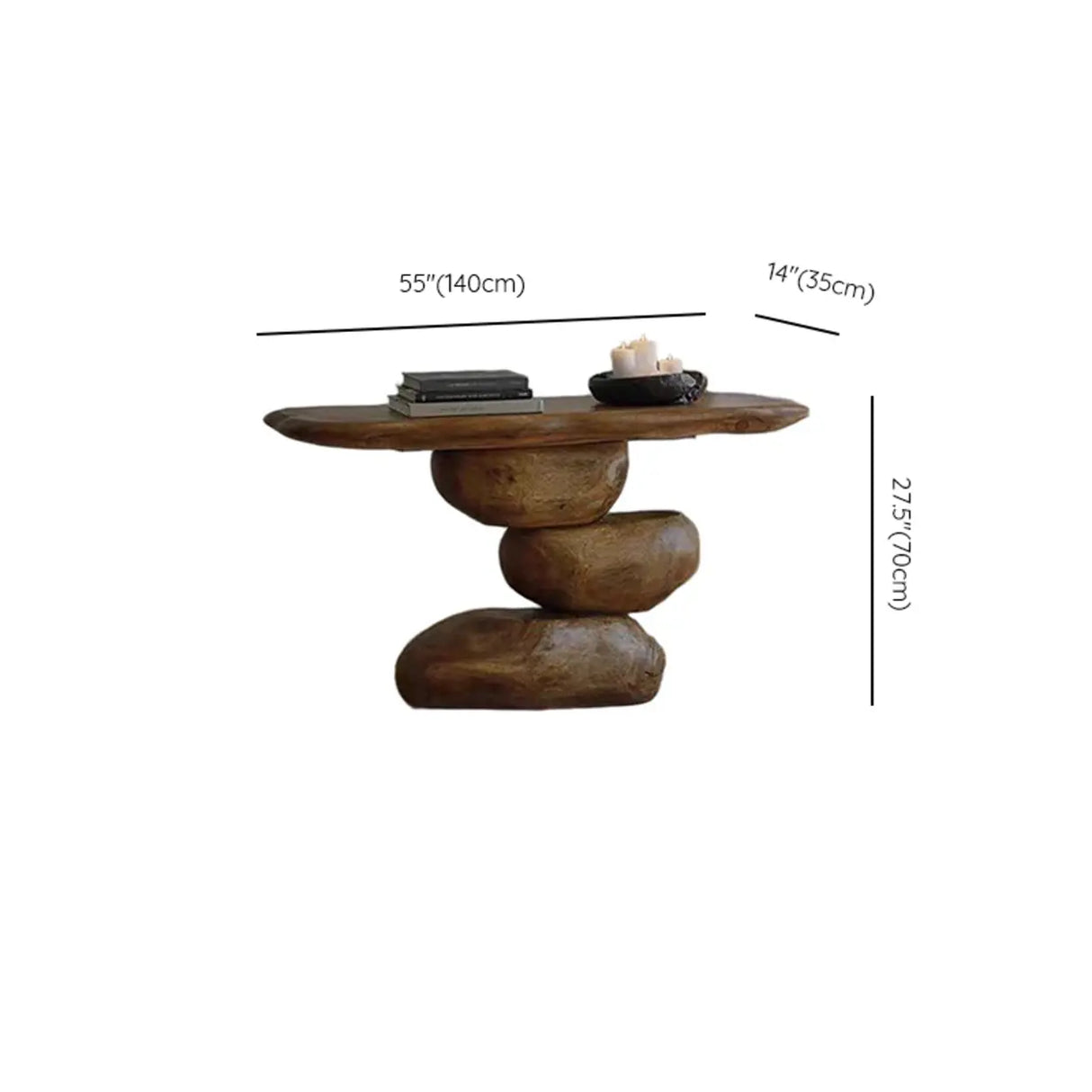 Artistic Pebble Base Wood Black Standard Console Table Image - 10