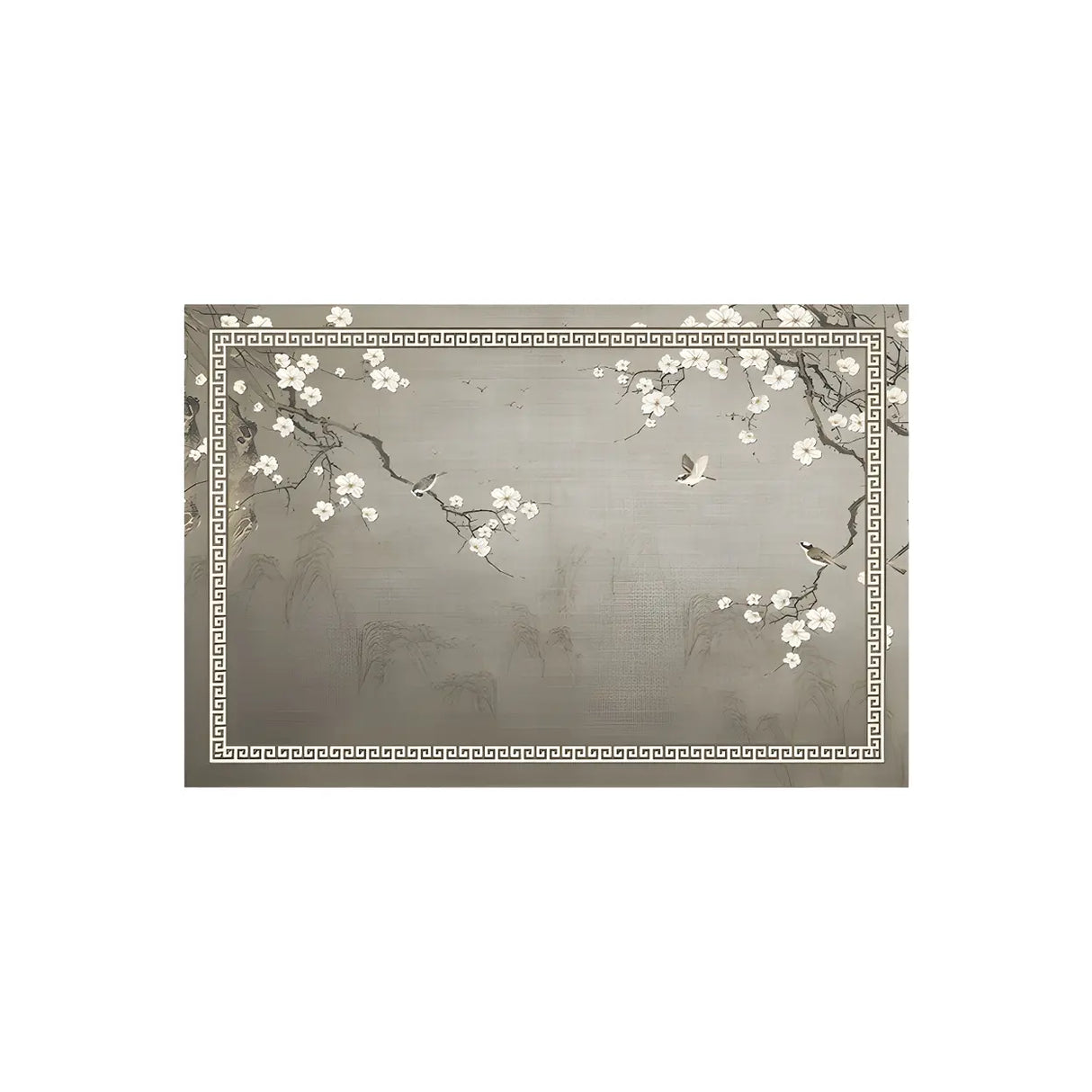 Artistic Rectangle Polyester Grey Floral Area Rug Image - 10