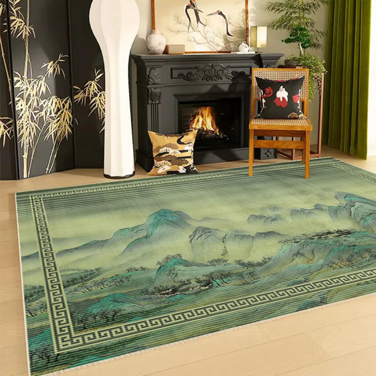 Artistic Rectangle Polyester Grey Floral Area Rug Image - 4