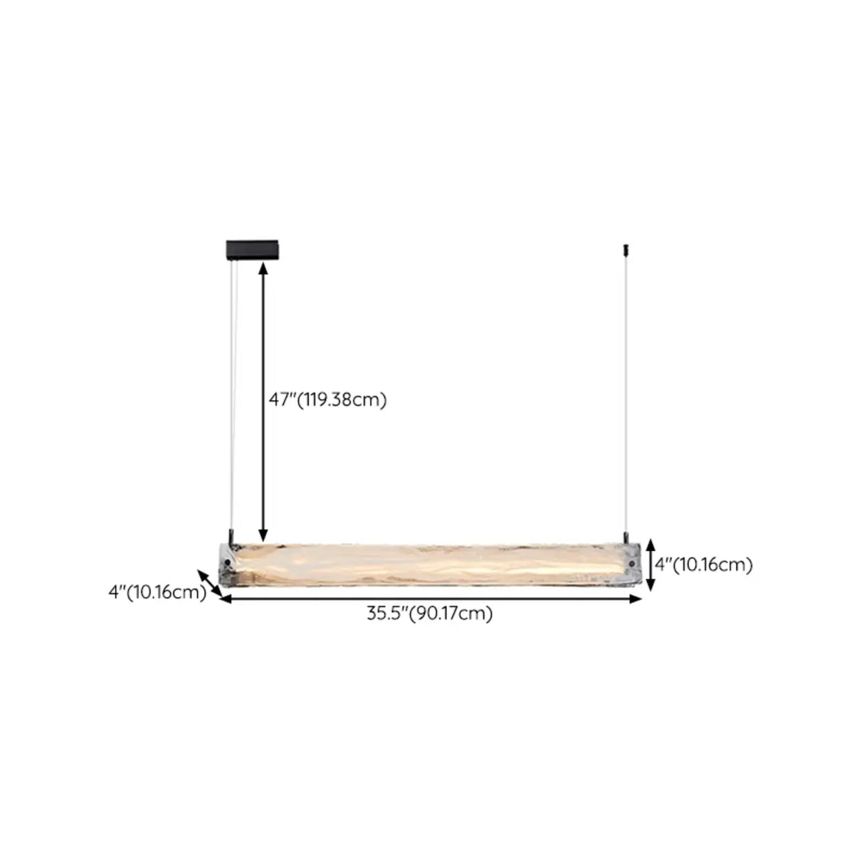 Artistic Rectangular Wavy Glass Island Pendant Light