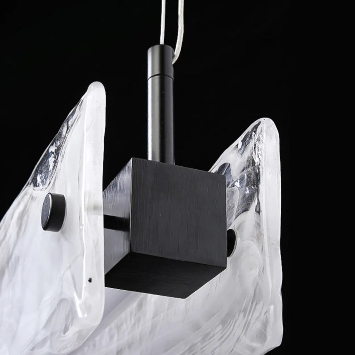 Artistic Rectangular Wavy Glass Island Pendant Light Image - 9