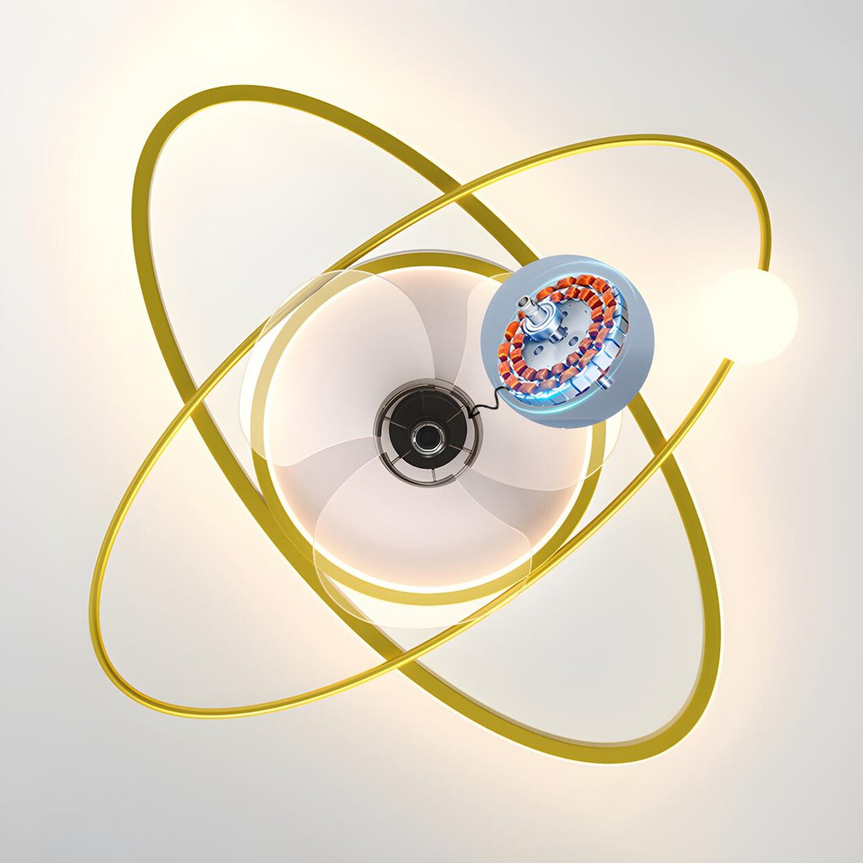 Artistic Ring Track Modern Ceiling Fan with LED Light Image - 10