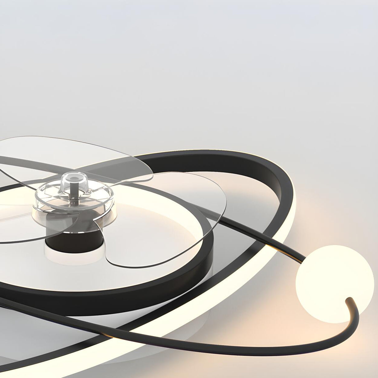 Artistic Ring Track Modern Ceiling Fan with LED Light Image - 11