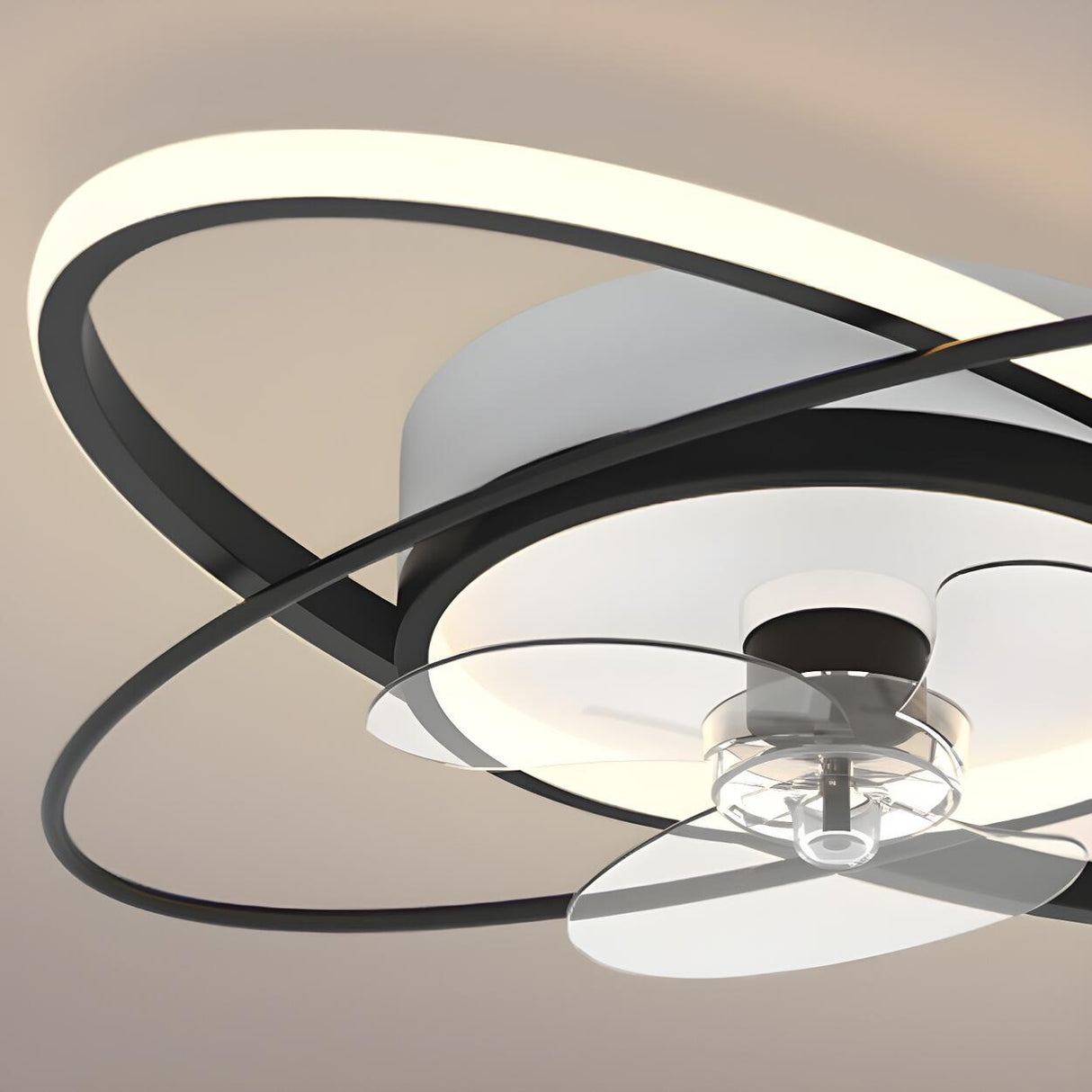 Artistic Ring Track Modern Ceiling Fan with LED Light Image - 4