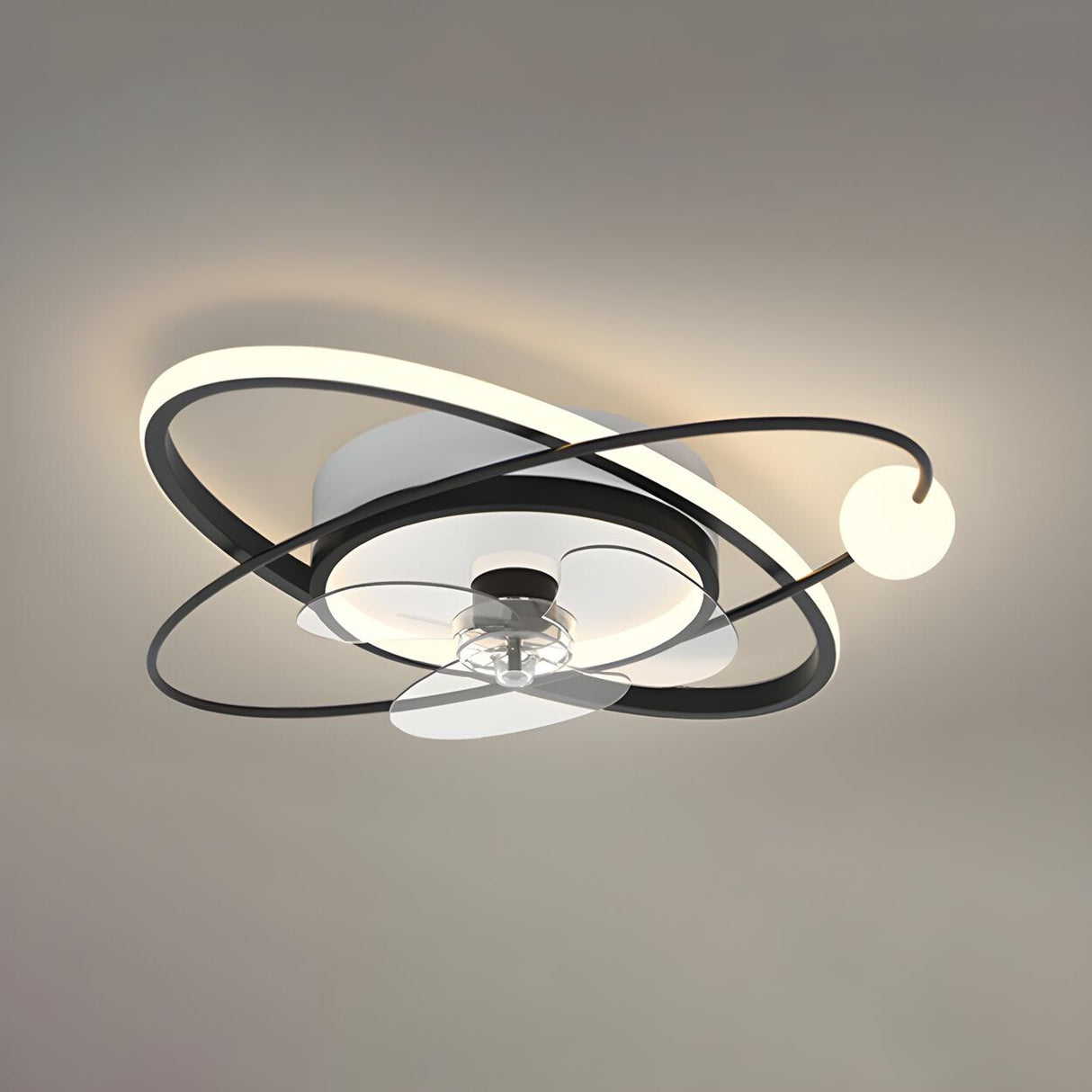 Artistic Ring Track Modern Ceiling Fan with LED Light Image - 6