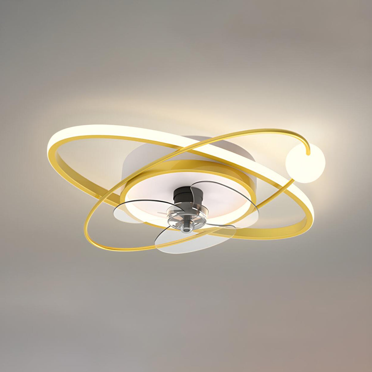 Artistic Ring Track Modern Ceiling Fan with LED Light Image - 7