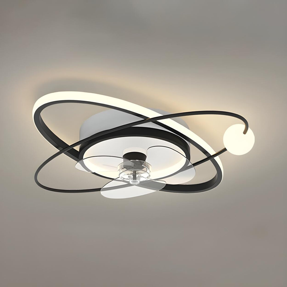 Artistic Ring Track Modern Ceiling Fan with LED Light Image - 8