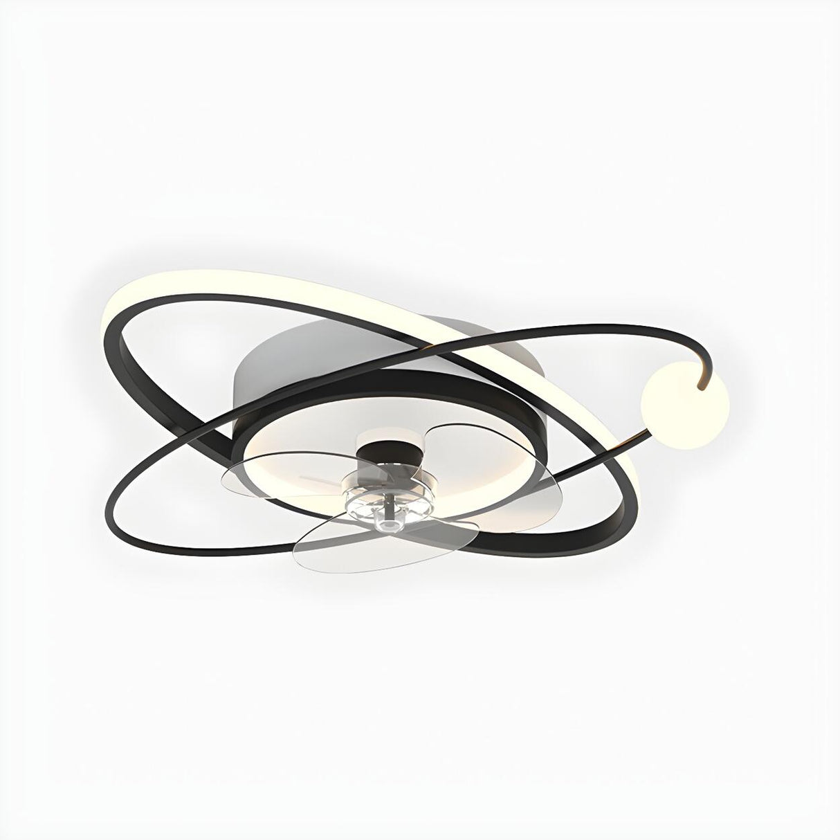 Artistic Ring Track Modern Ceiling Fan with LED Light Image - 9