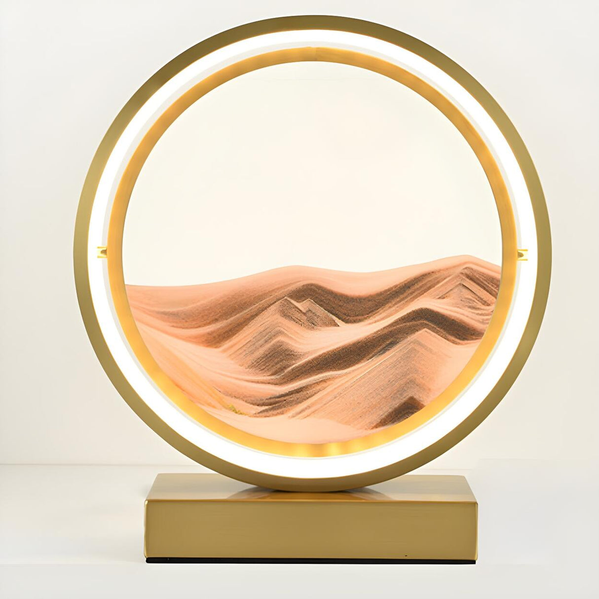 Artistic Round Landscape Painting Decorative Table Lamp Image - 10