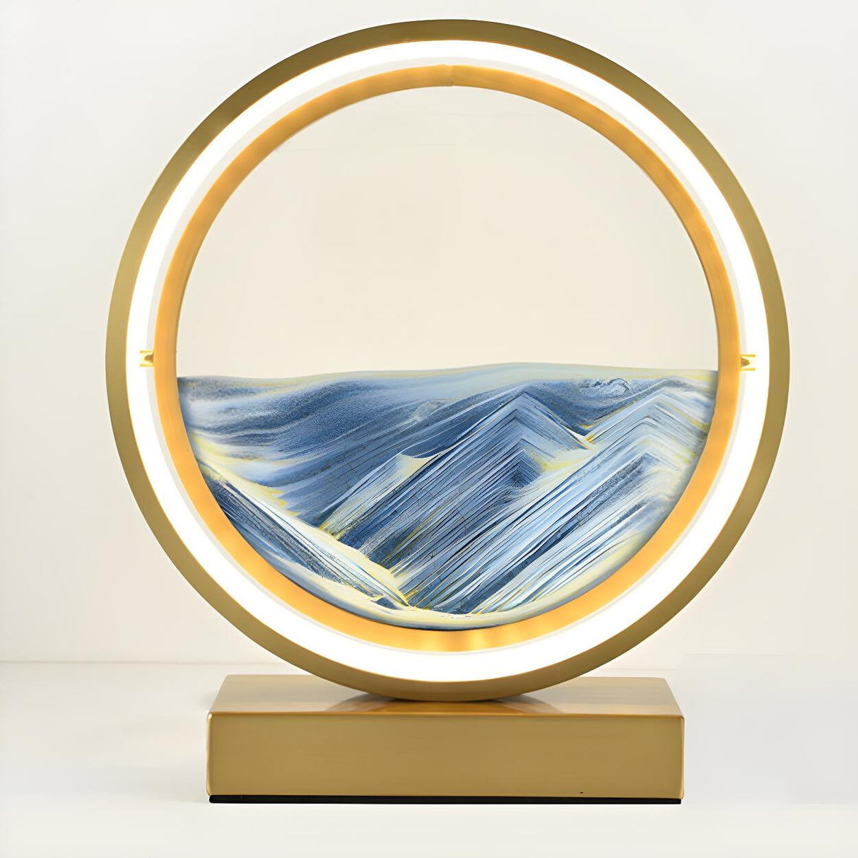 Artistic Round Landscape Painting Decorative Table Lamp Image - 11