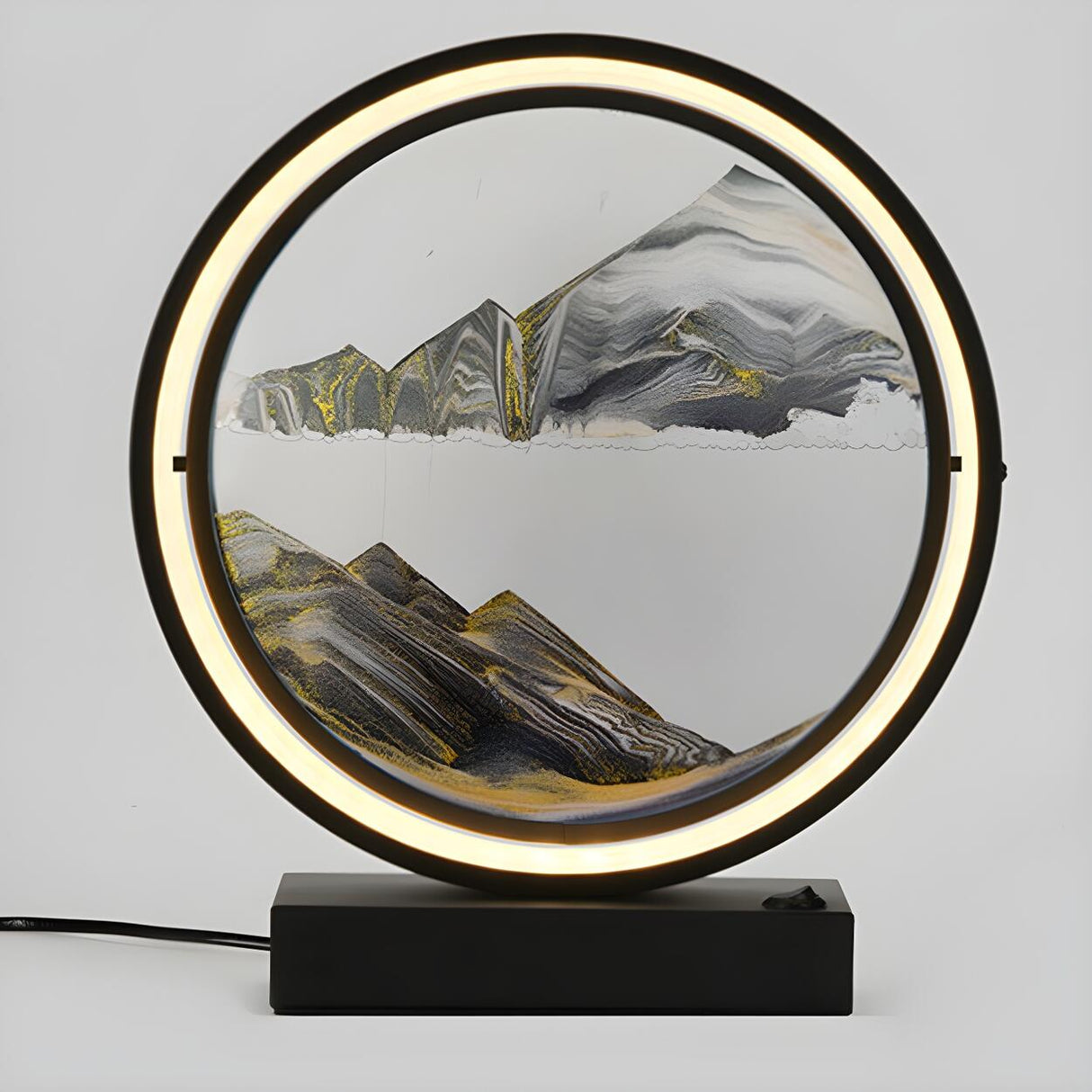 Artistic Round Landscape Painting Decorative Table Lamp Image - 12