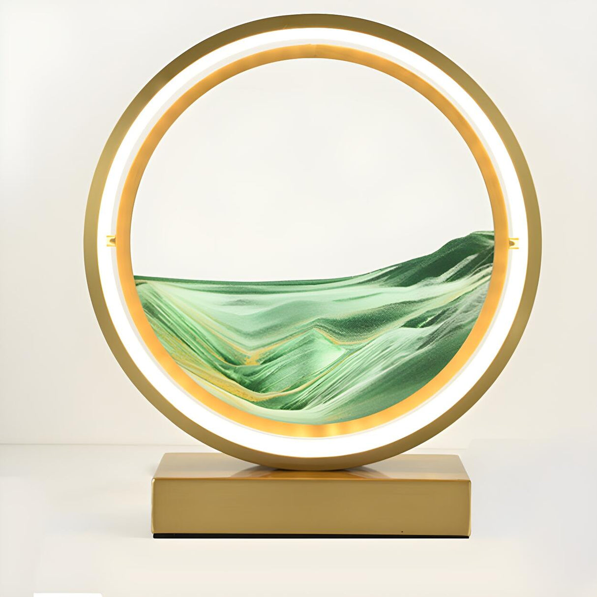 Artistic Round Landscape Painting Decorative Table Lamp Image - 13