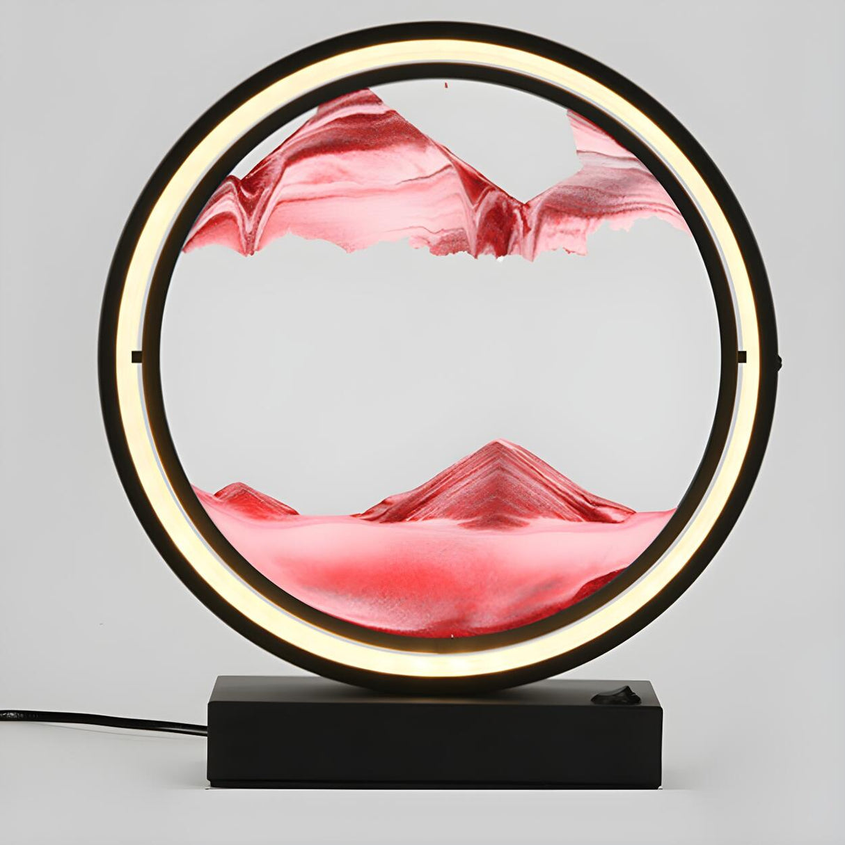 Artistic Round Landscape Painting Decorative Table Lamp Image - 14