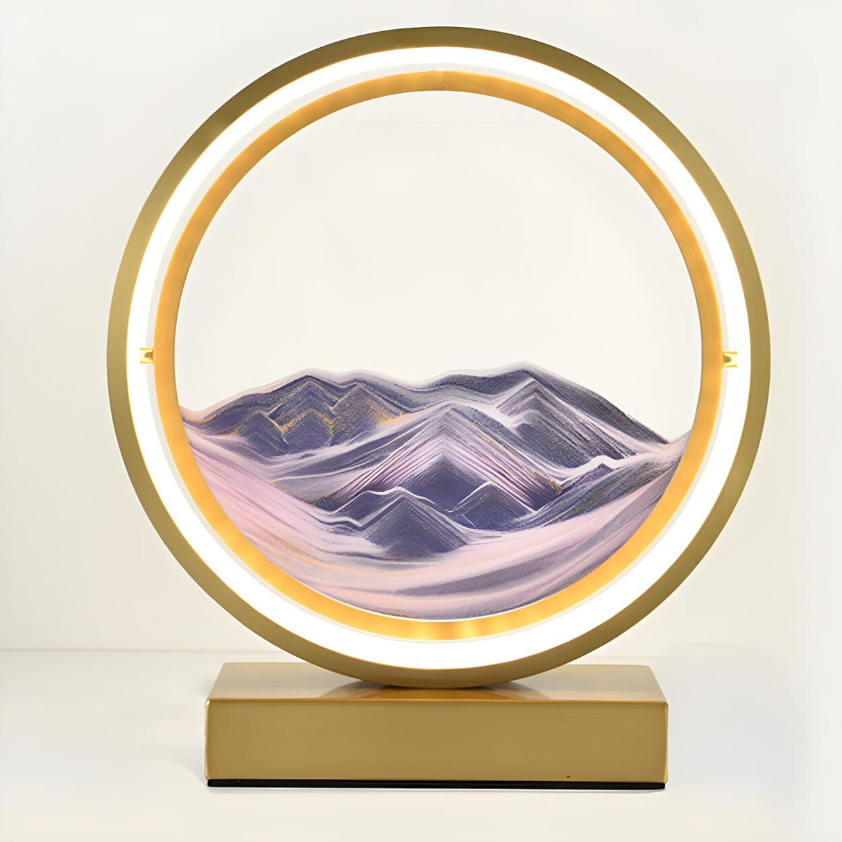 Artistic Round Landscape Painting Decorative Table Lamp Image - 15