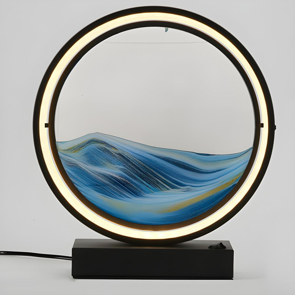 Artistic Round Landscape Painting Decorative Table Lamp Image - 16