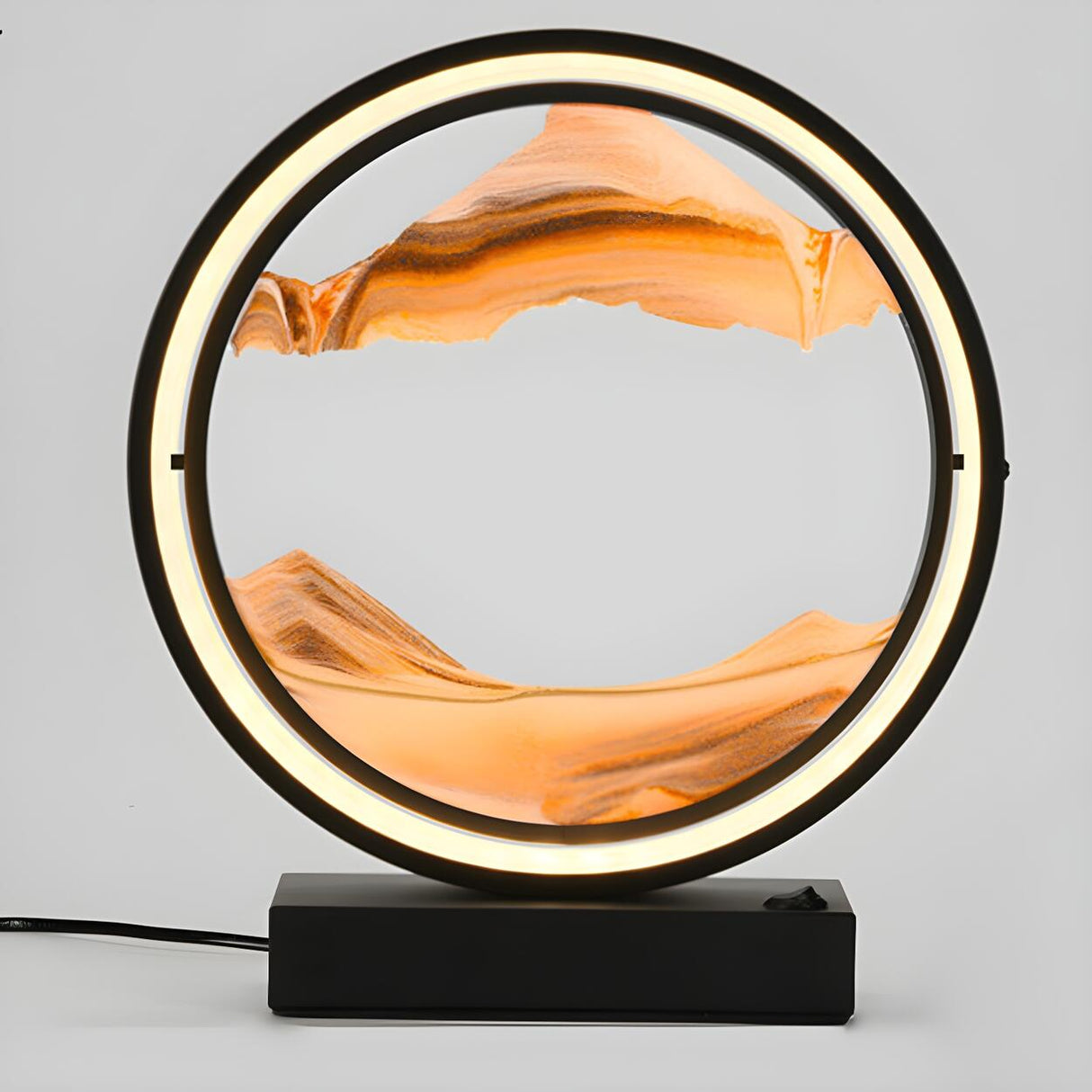 Artistic Round Landscape Painting Decorative Table Lamp Image - 17