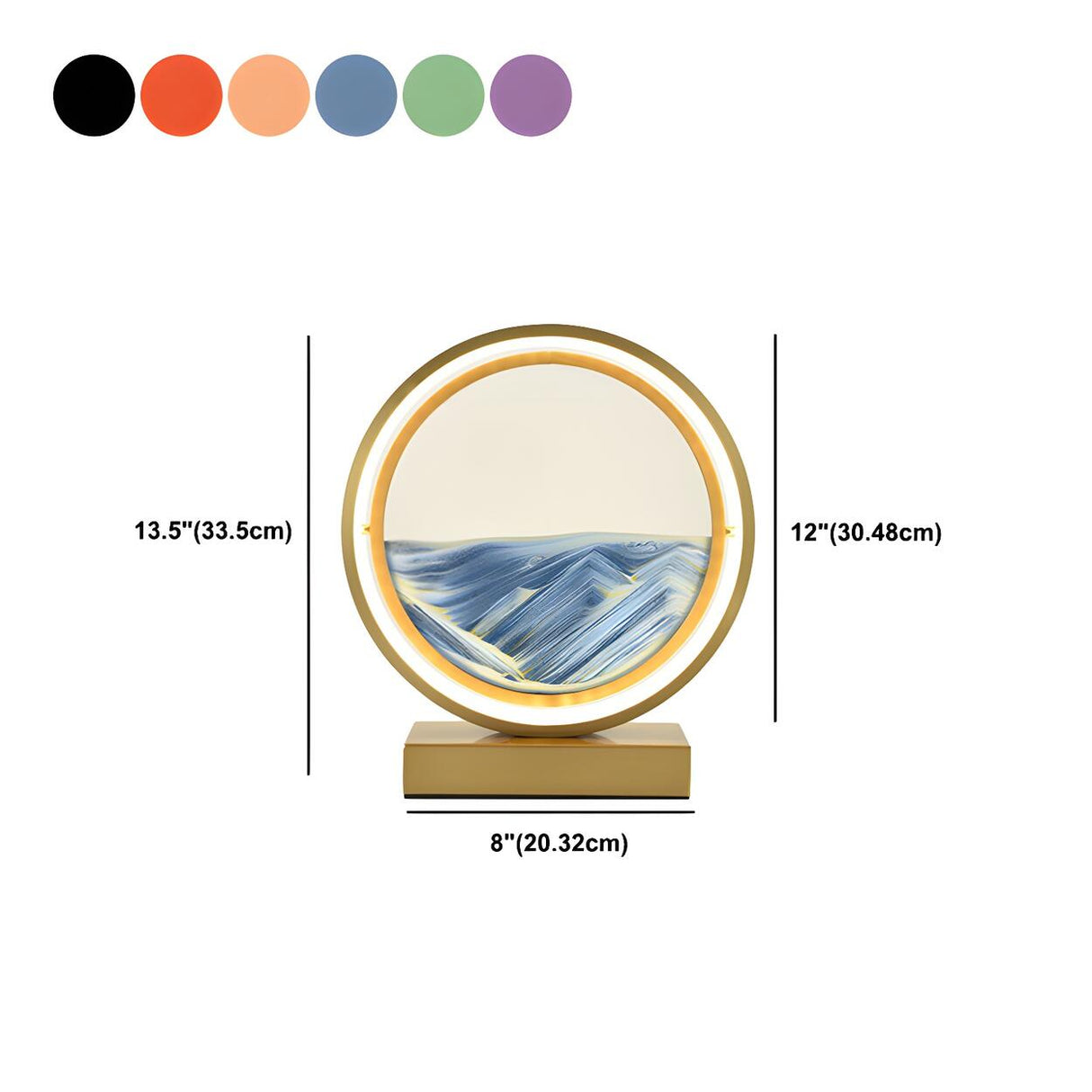 Artistic Round Landscape Painting Decorative Table Lamp Image - 25