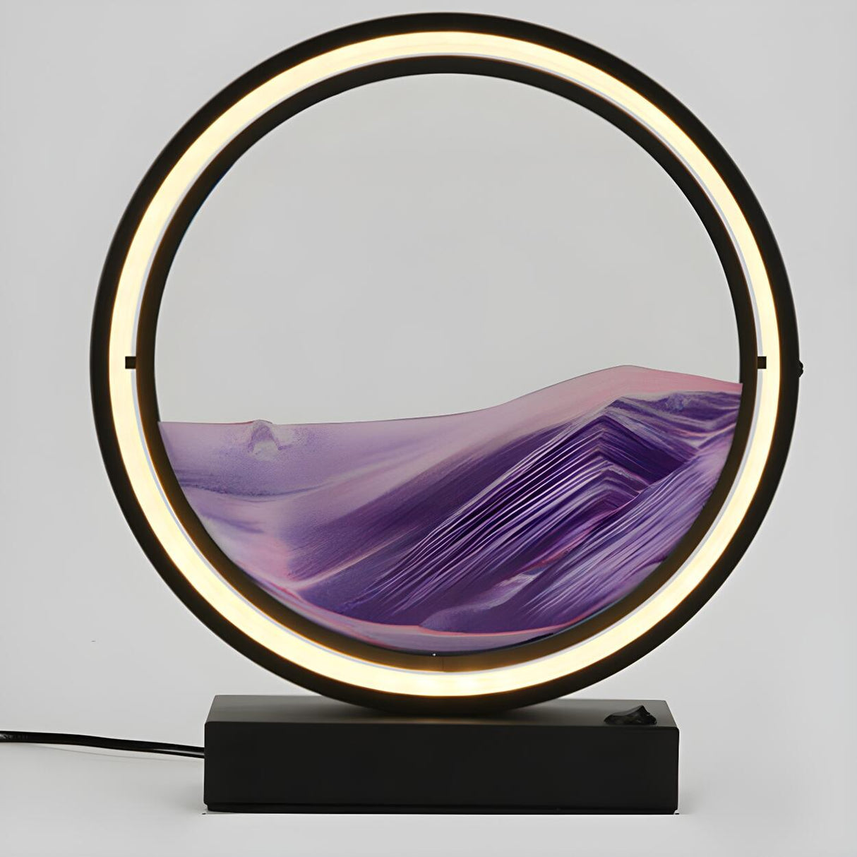 Artistic Round Landscape Painting Decorative Table Lamp Image - 3