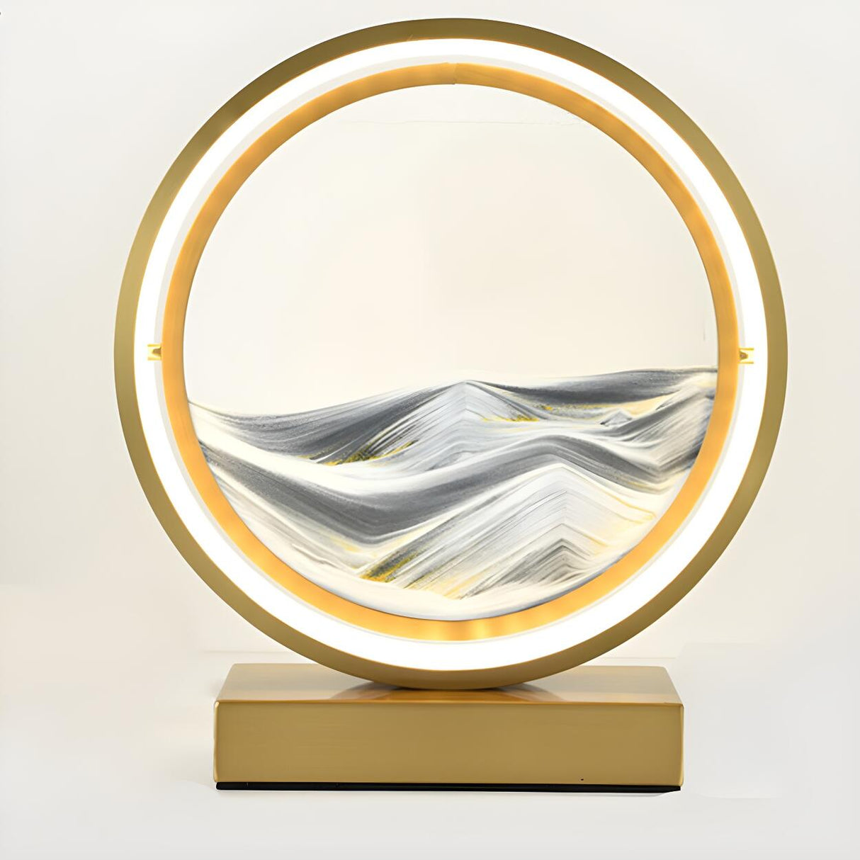 Artistic Round Landscape Painting Decorative Table Lamp Image - 5