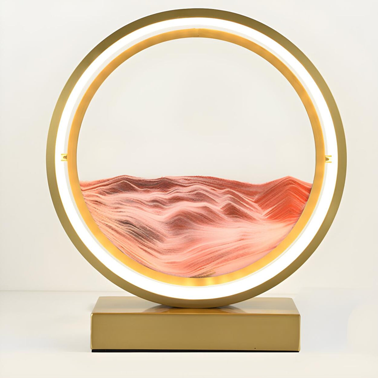 Artistic Round Landscape Painting Decorative Table Lamp Image - 8