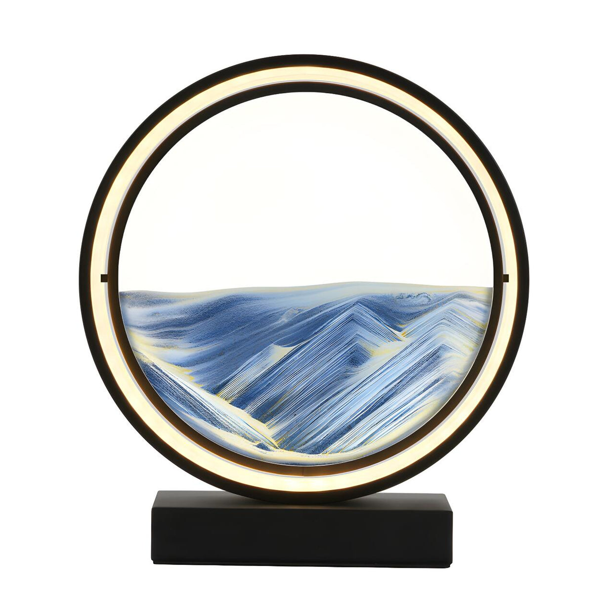 Artistic Round Landscape Painting Decorative Table Lamp Image - 9